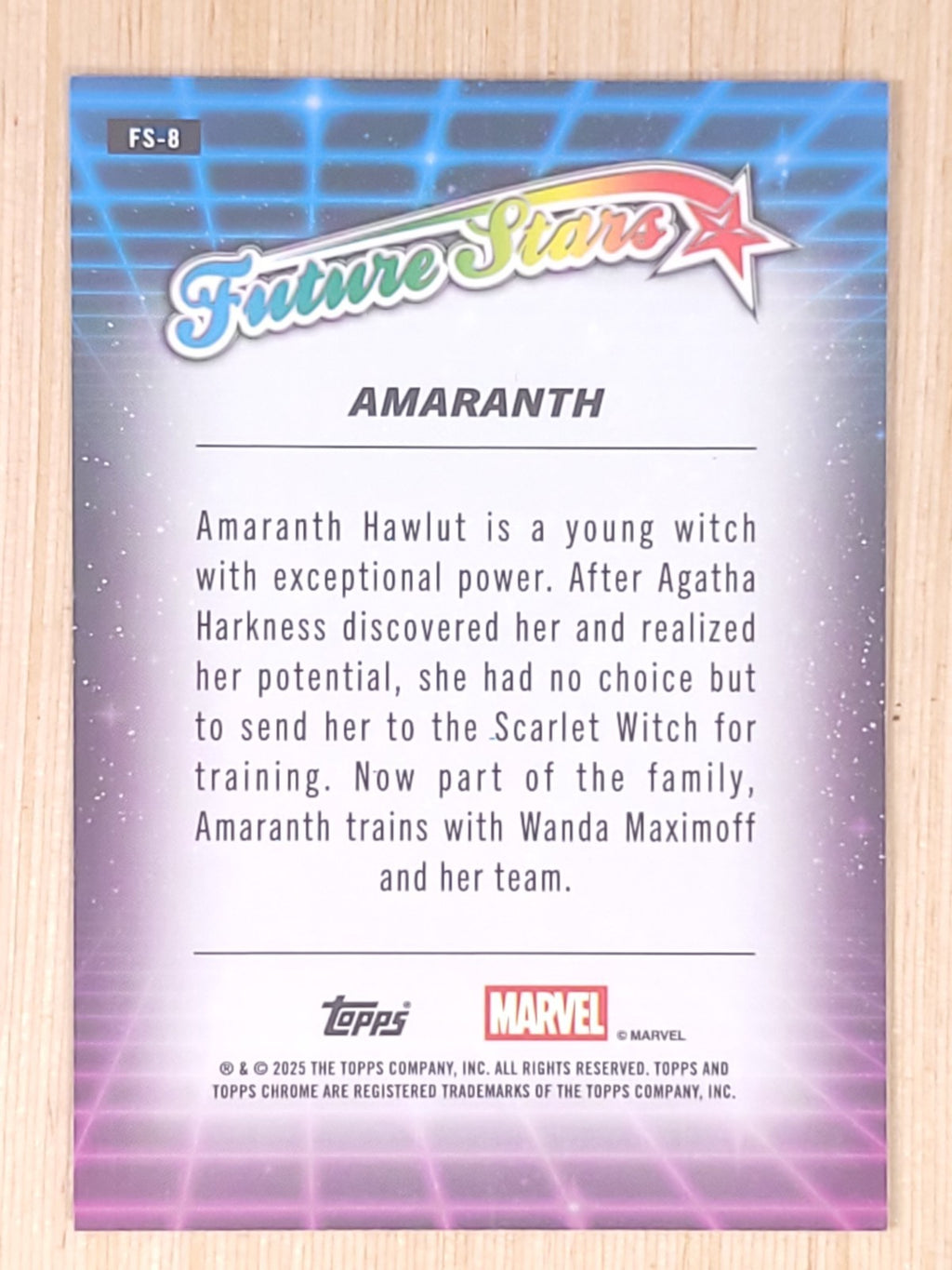 2024-25 Topps Chrome Marvel #FS-8 Amaranth Future Stars