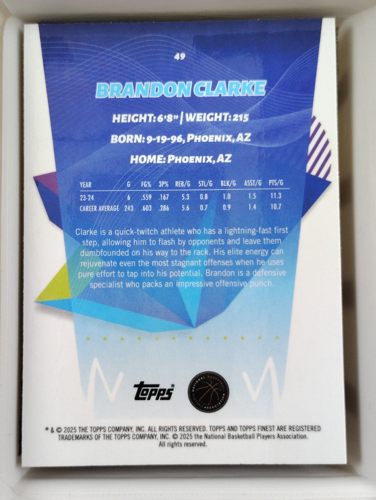 2024-25 Topps Finest #49 Brandon Clarke Geometric