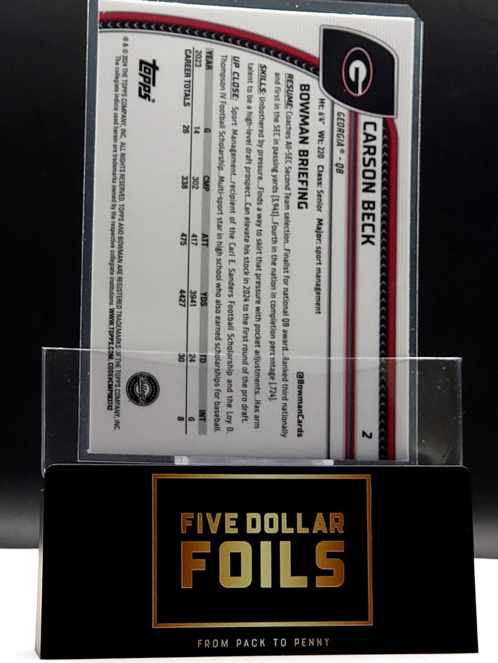 2024 Bowman University Chrome - #2 Carson Beck X Factor