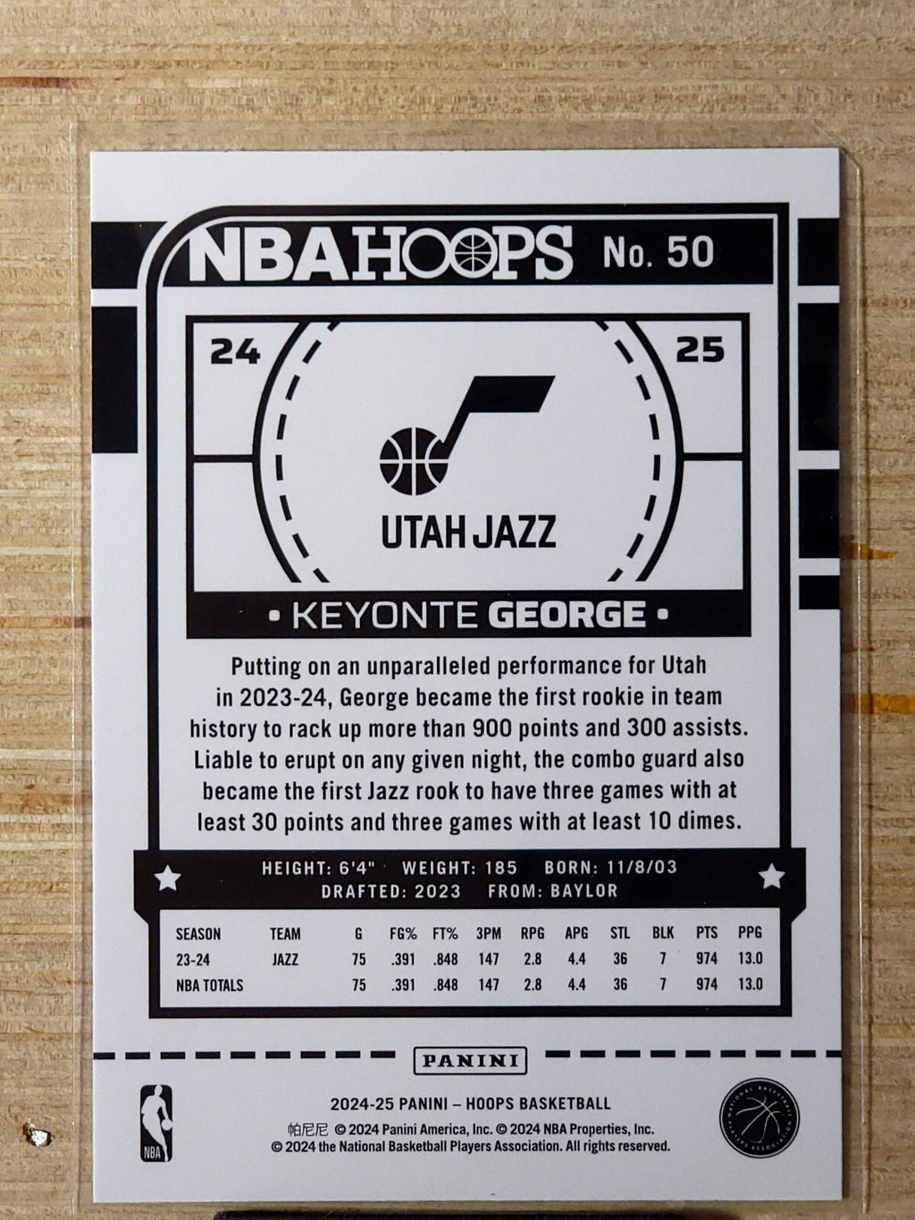 2024-25 Panini NBA Hoops #50 Keyonte George Purple