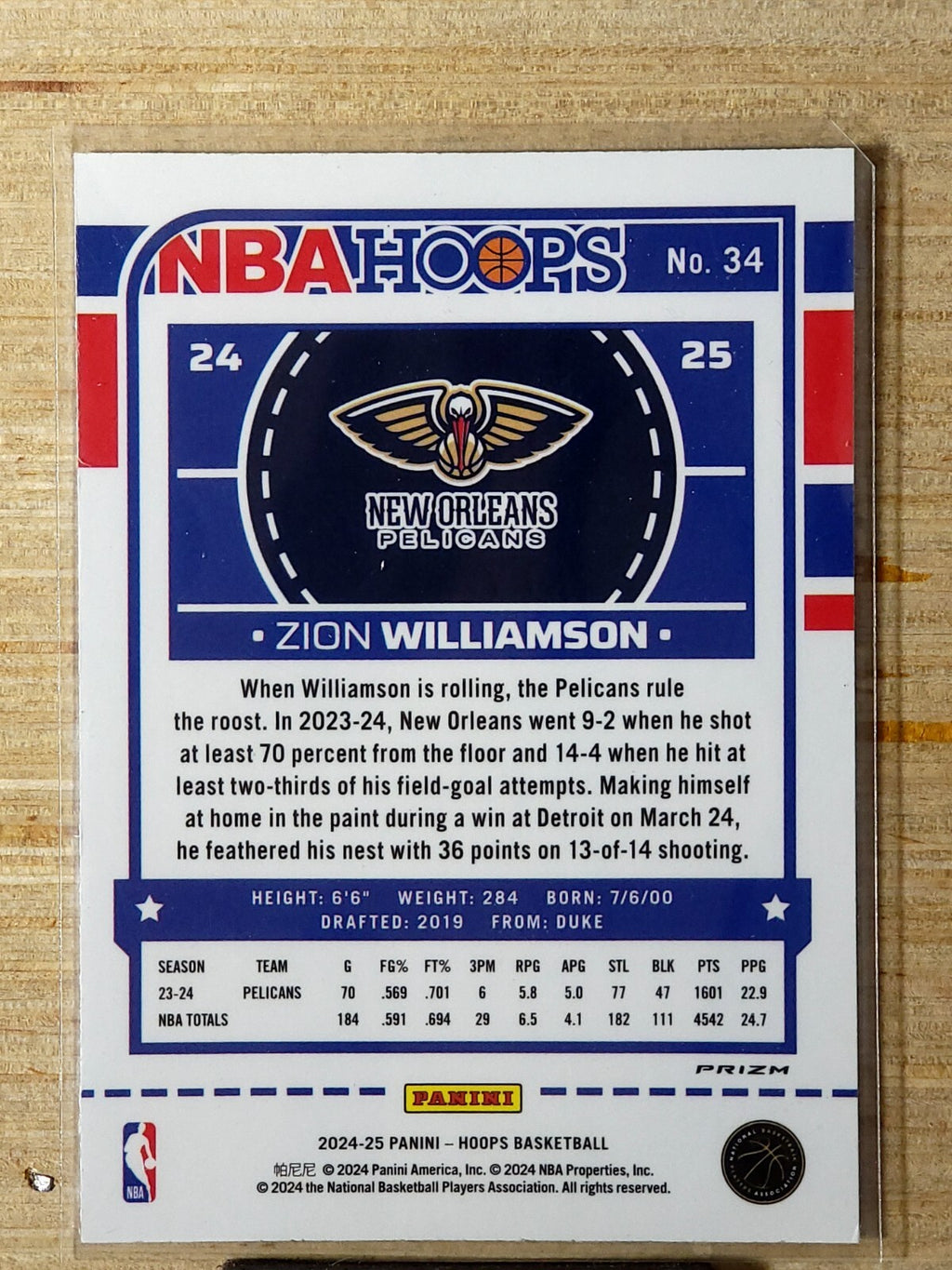 2024 Panini NBA Hoops Green Premium  #34 Zion Williamson