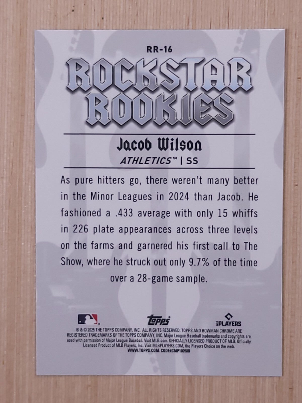 2025 Bowman - Rockstar Rookies Jacob Wilson #RR-16 (RC)