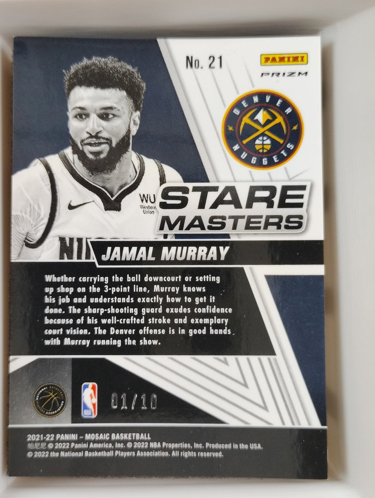 2021-22 Panini Mosaic - Stare Masters Jamal Murray #21 Gold Mosaic 01/10