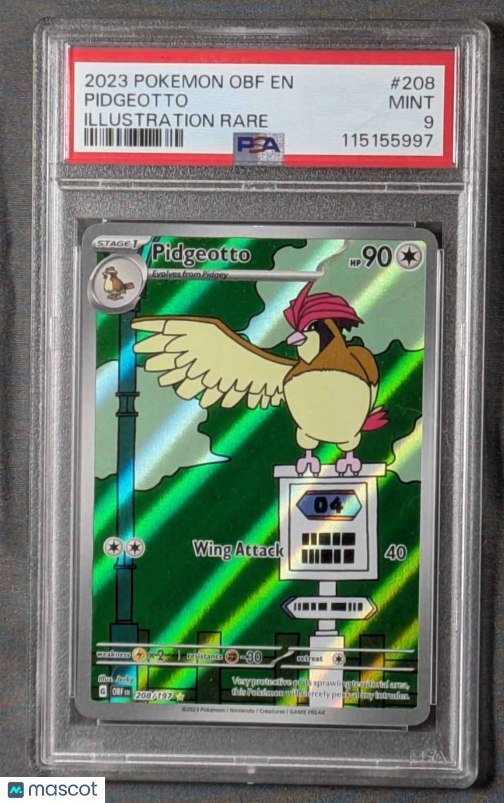 Pokemon TCG Pidgeotto Illustration Rare 208/197 PSA 9