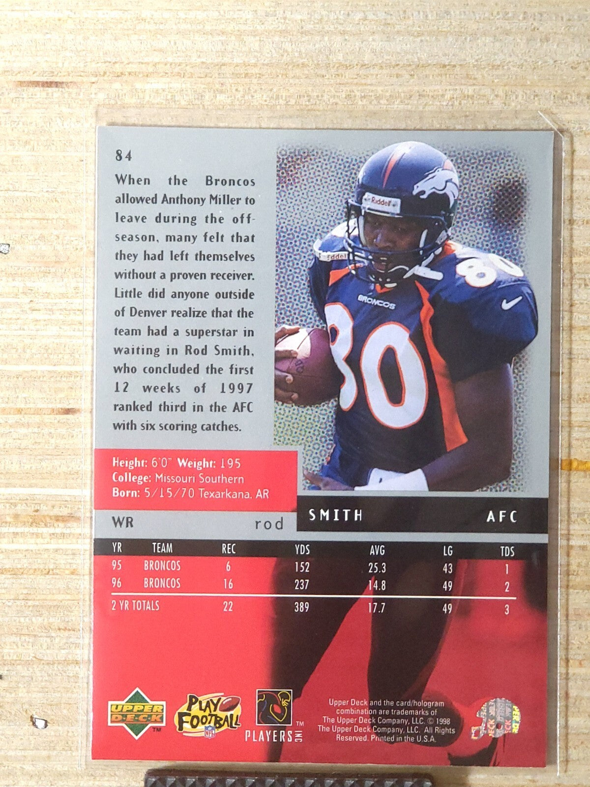1998 Upper Deck Black Diamond -Triple Diamond  Rod Smith #84