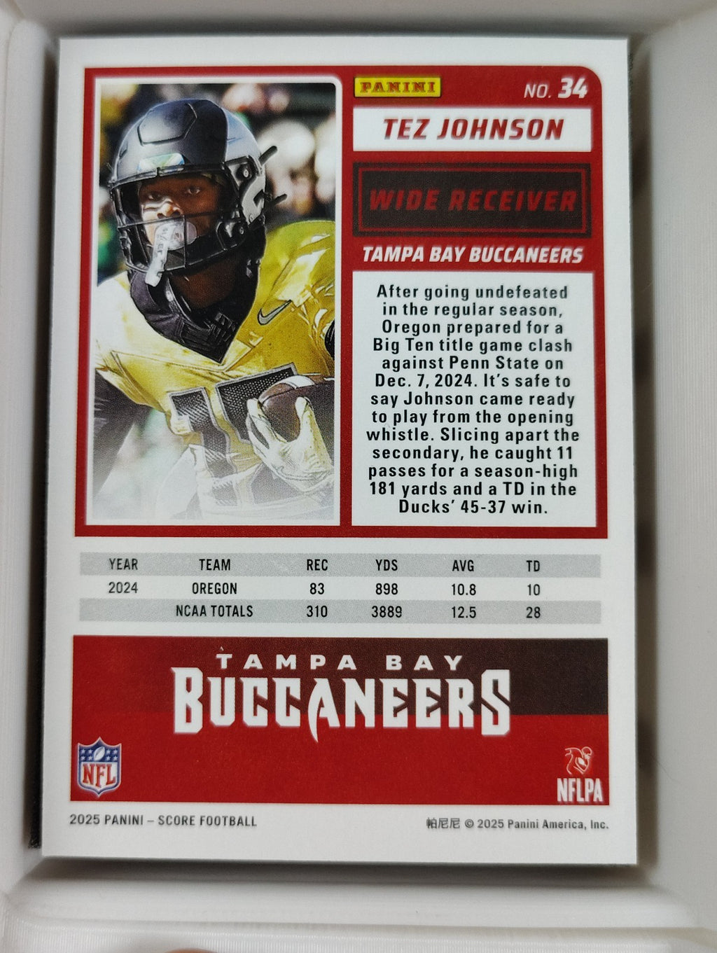 2025 Score - Rookies Tez Johnson #34