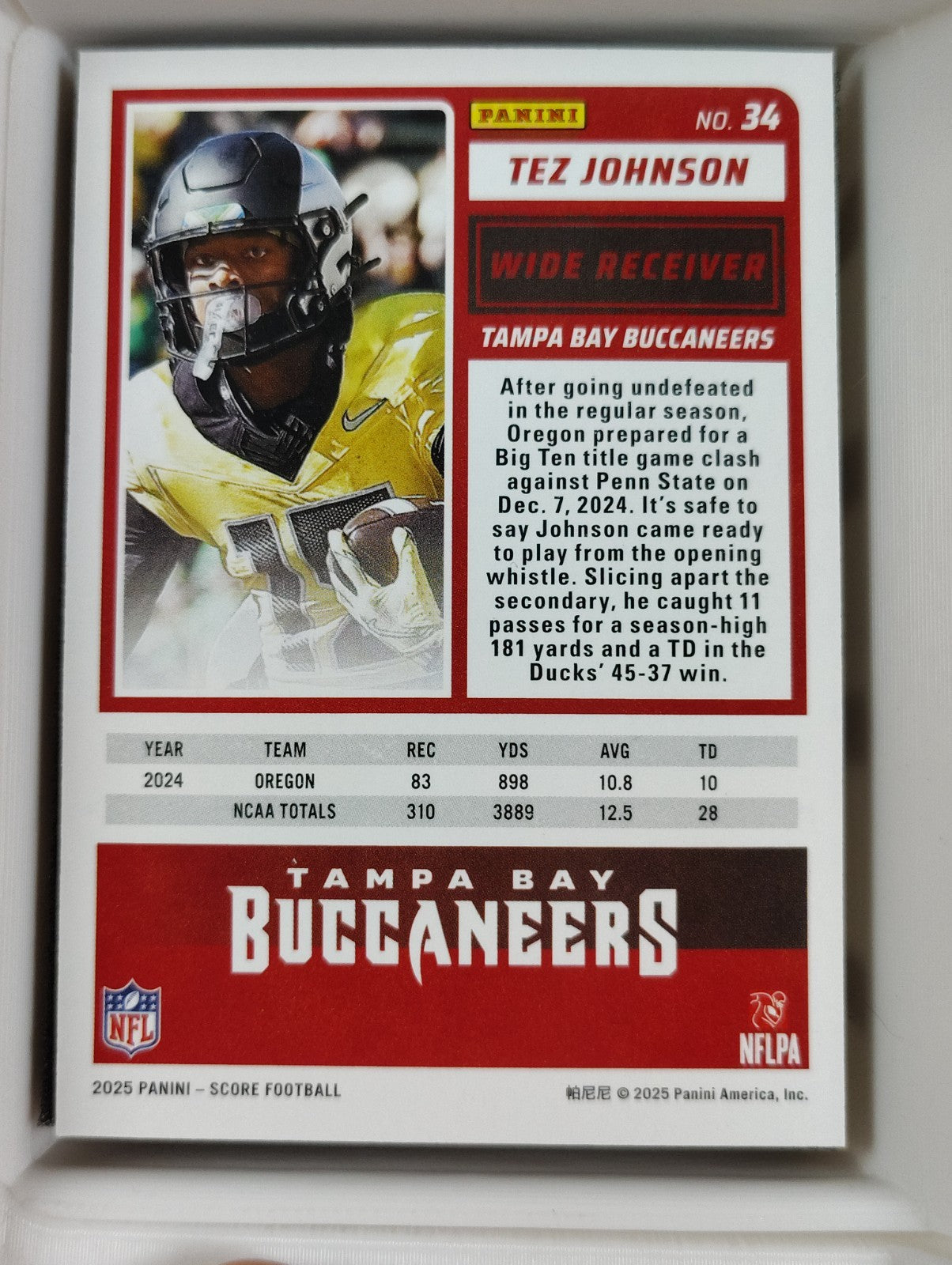 2025 Score - Rookies Tez Johnson #34