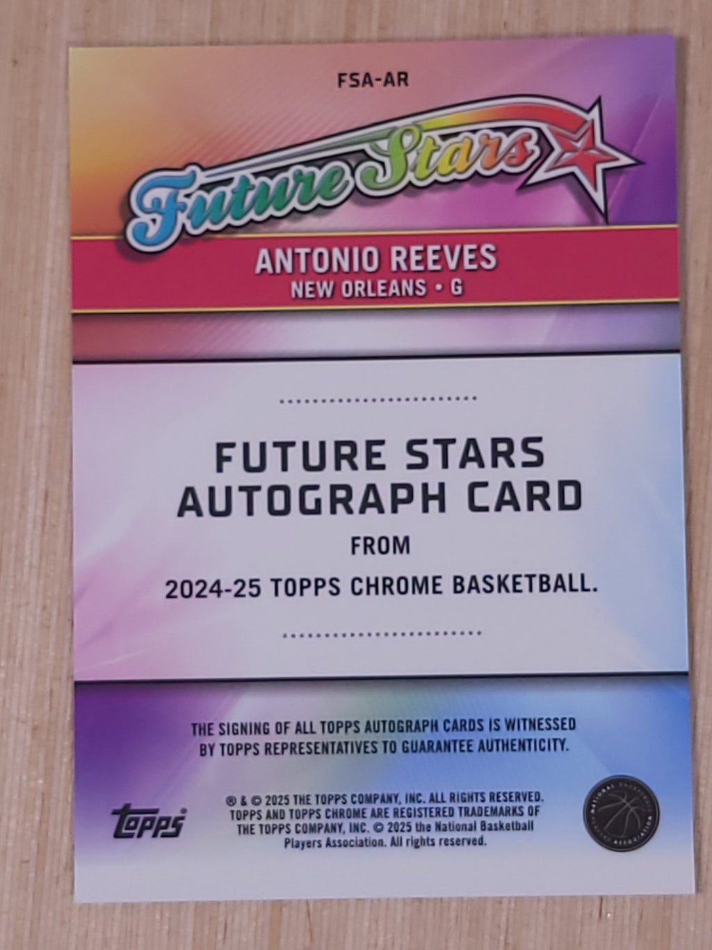 2024-25 Topps Chrome Auto Future Stars FSA-AR Antonio Reeves