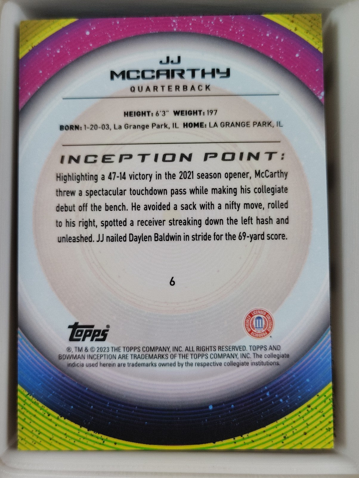 2022-23 Bowman Inception #6 J.J. McCarthy