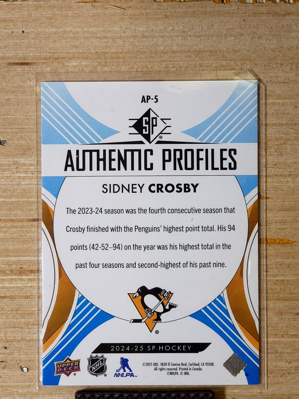 2024-25 SP Retail - Authentic Profiles Sidney Crosby #AP-5 Blue