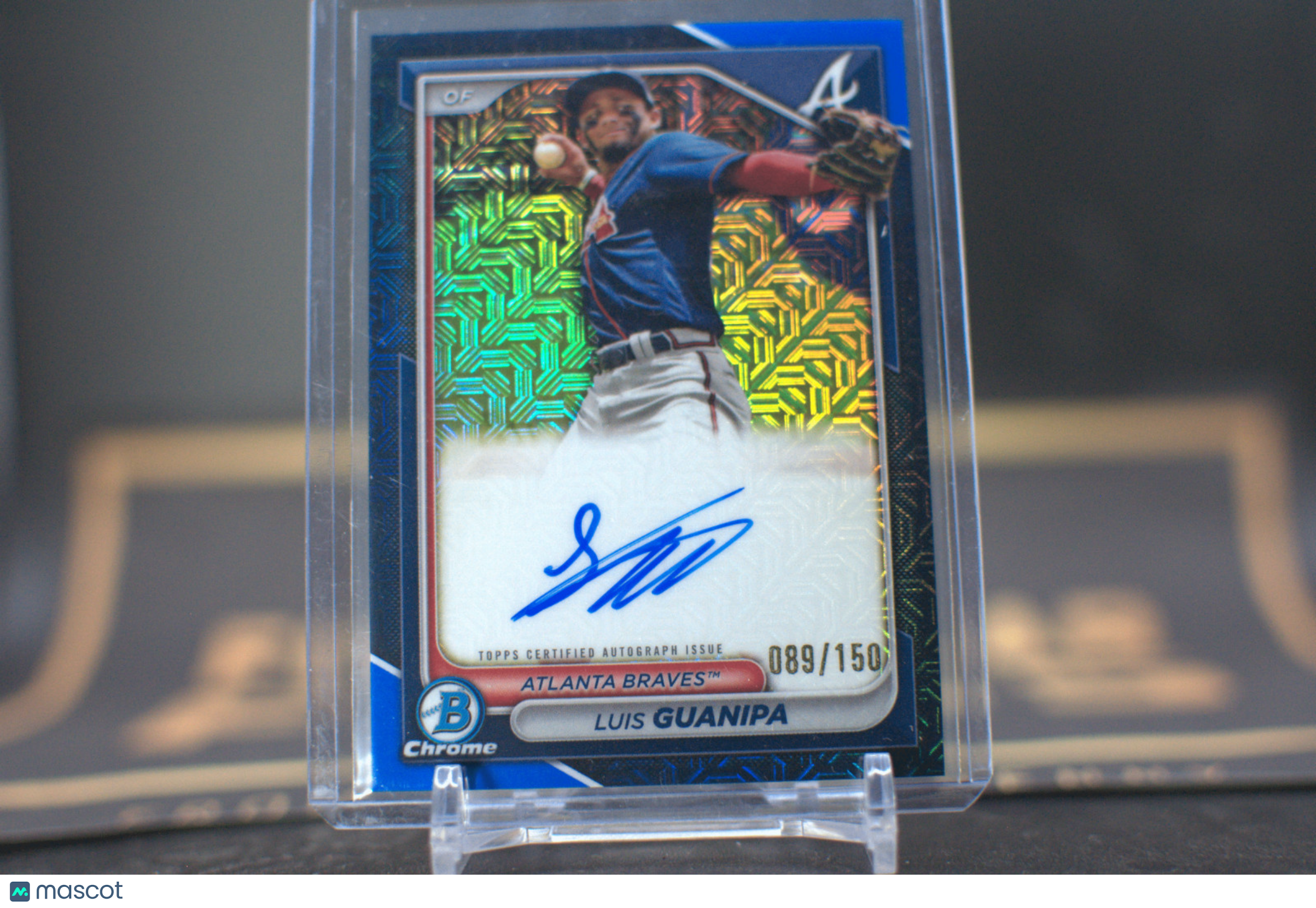 Luis Guanipa 2024 Bowman Chrome Mega Autograph 1st Blue Refractor 089/150 ATL