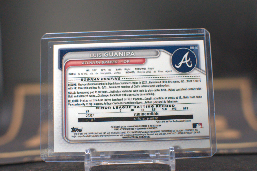 Luis Guanipa 2024 Bowman Chrome Mega Autograph 1st Blue Refractor 089/150 ATL