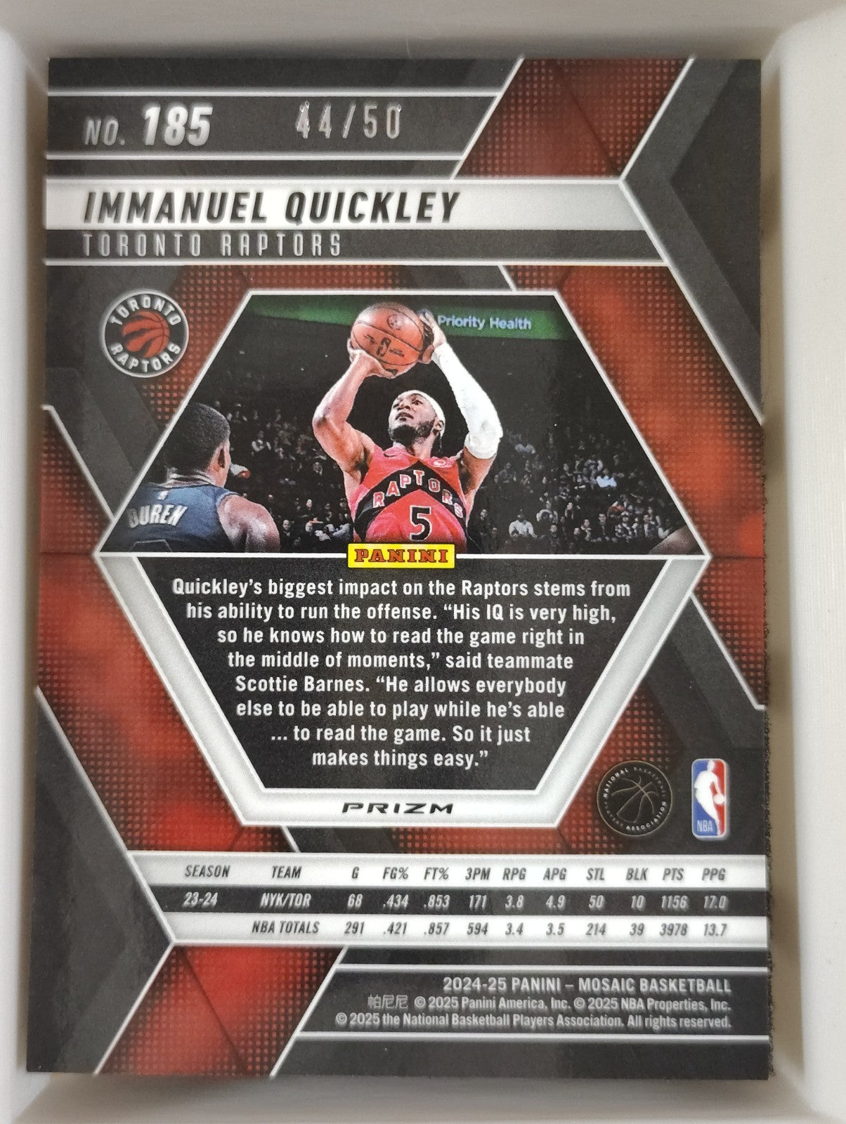 2024-25 Panini Mosaic - Immanuel Quickley #185 Purple Fast Break  44/50