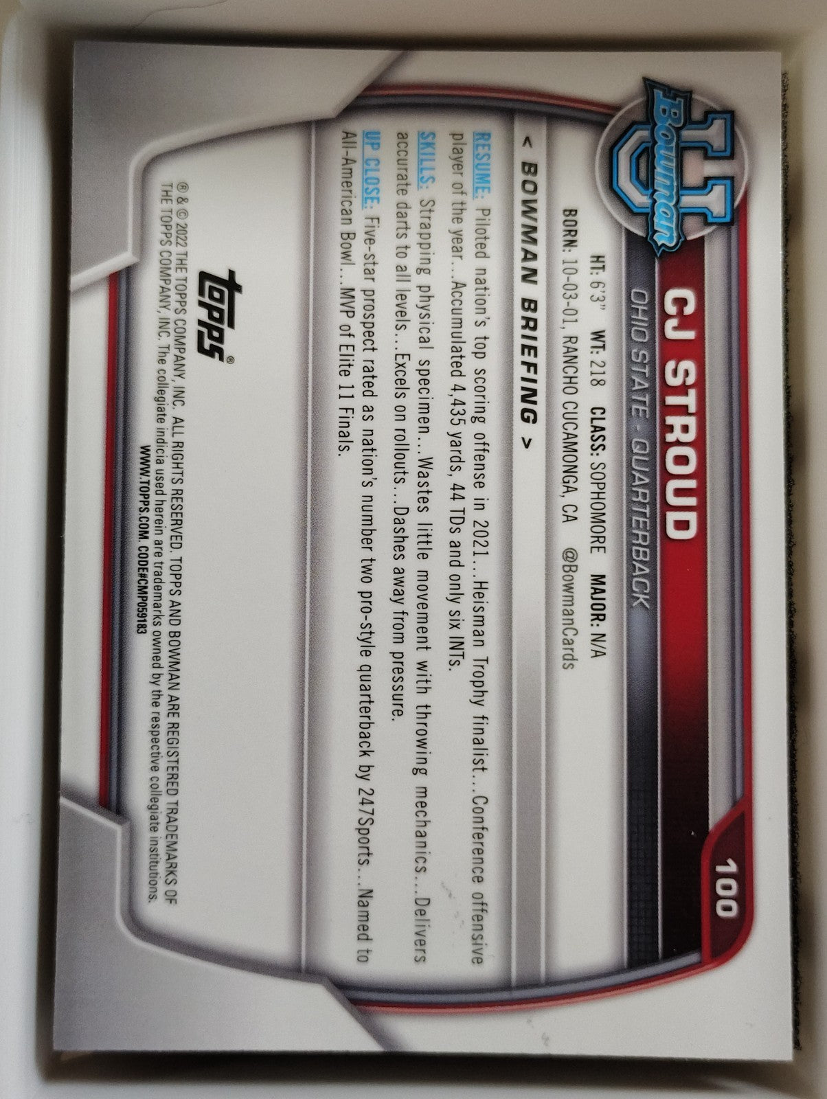 2022 Bowman Chrome #100 CJ Stroud
