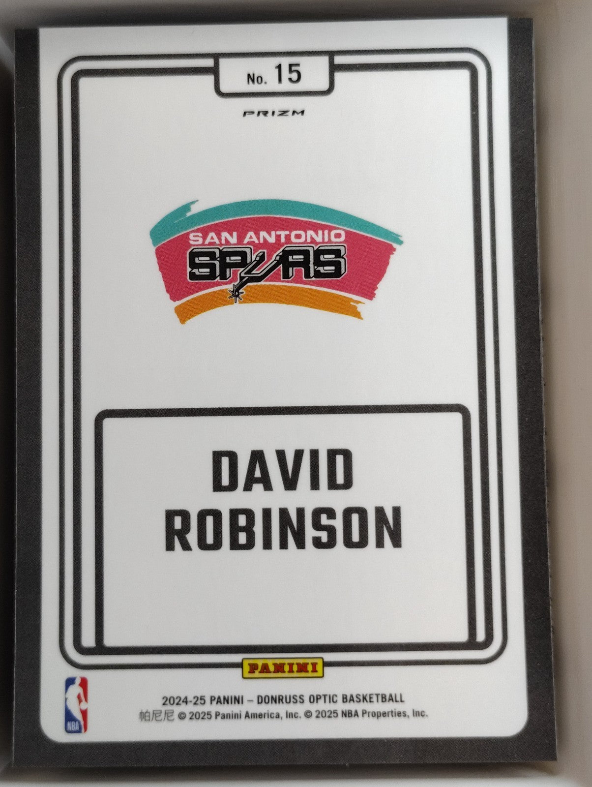 2024-25 Panini Donruss Optic Winner Stays David Robinson #15 Purple