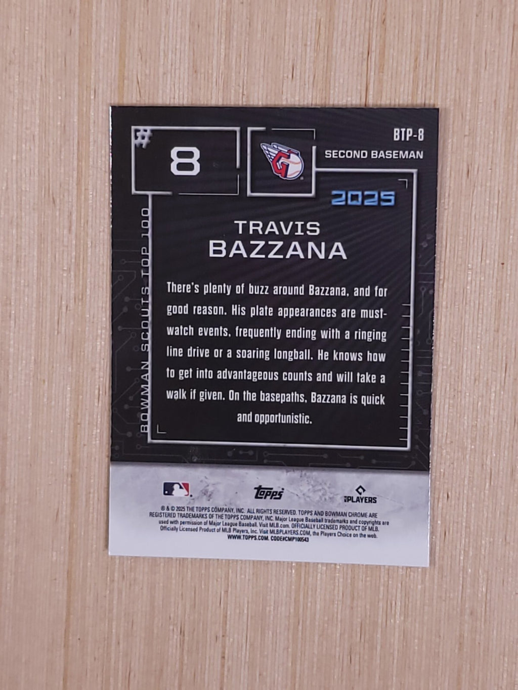 2025 Bowman - Bowman Scouts Top 100 Chrome Travis Bazzana #BTP-8 (RC)