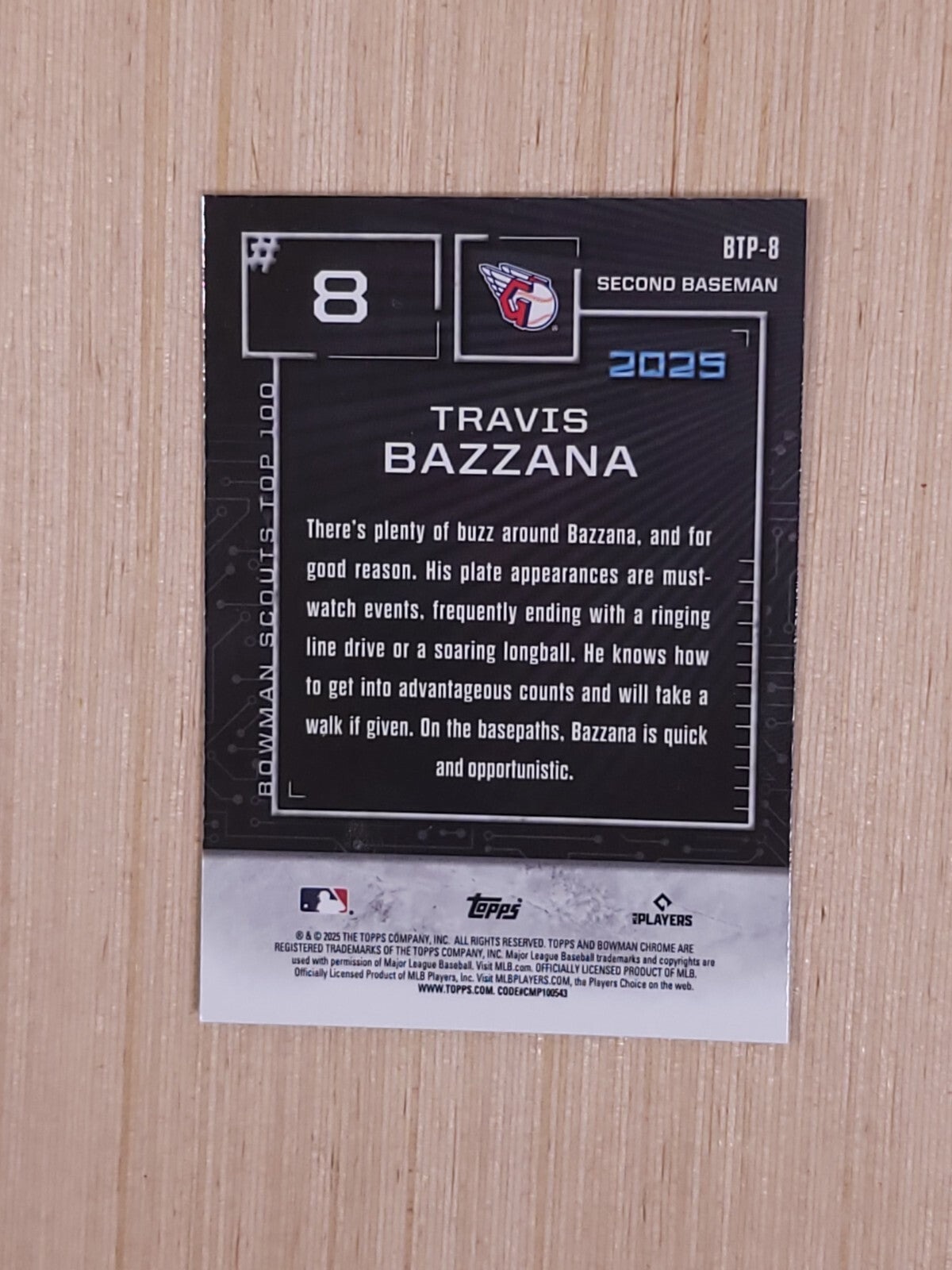 2025 Bowman - Bowman Scouts Top 100 Chrome Travis Bazzana #BTP-8 (RC)