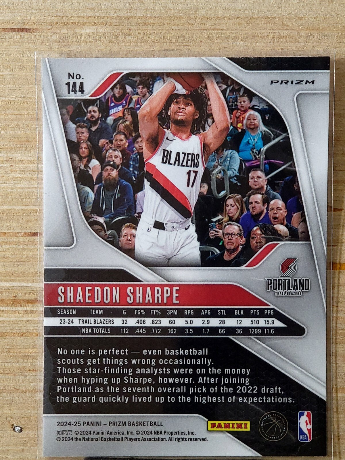 2024-25 Panini Prizm - Shaedon Sharpe #144 Pink Ice Prizm
