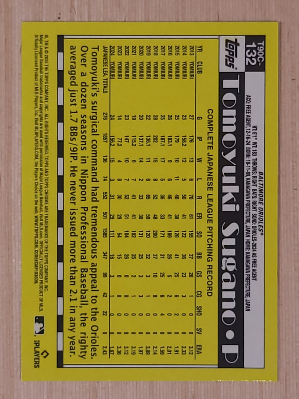 2025 Topps Series 2 Mojo #T90C-132 Tomoyuki Sugano