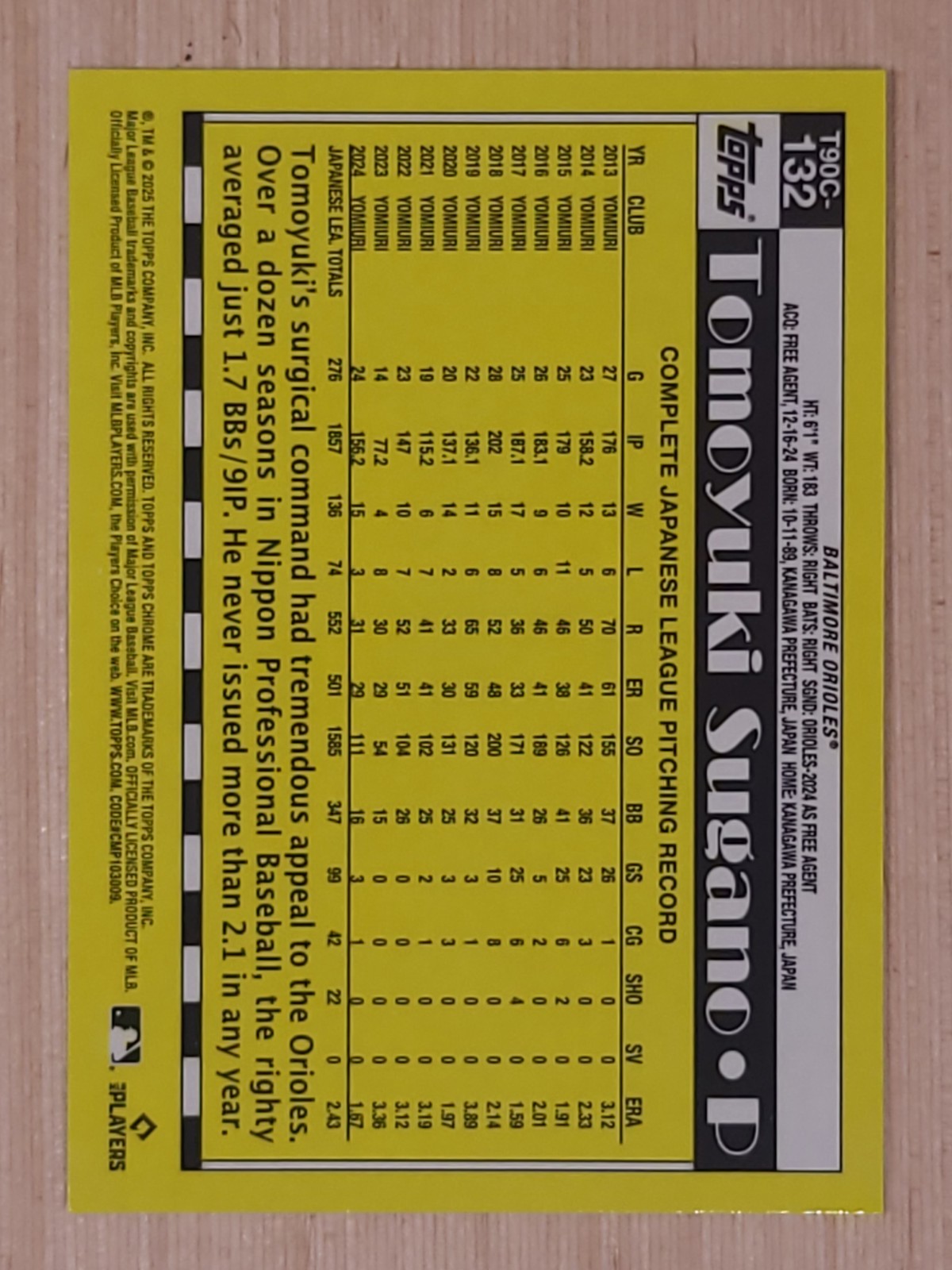 2025 Topps Series 2 Mojo #T90C-132 Tomoyuki Sugano