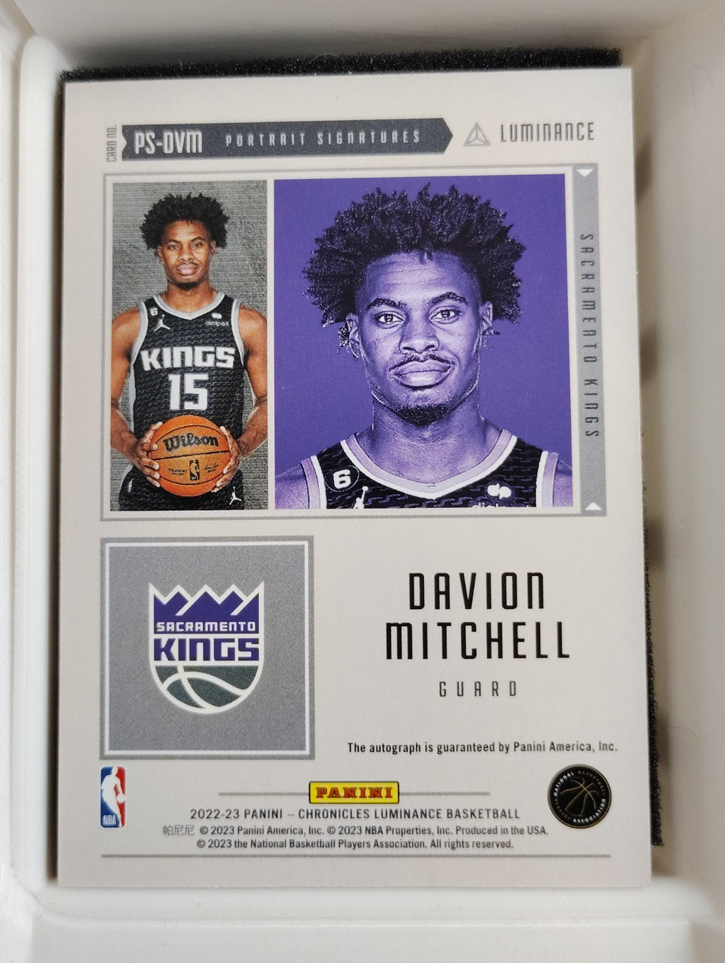 2022-23 Panini Chronicles Portrait Auto Davion Mitchell #PS-DVM Swirl /25