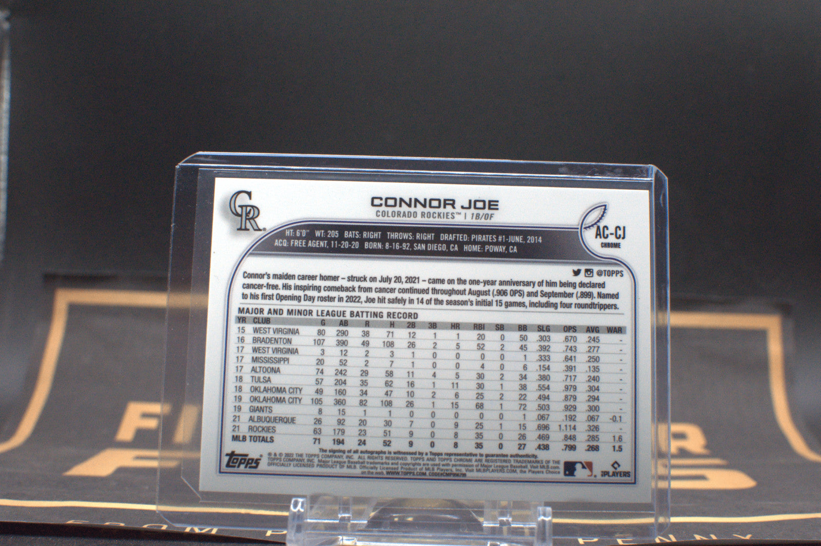2022 Topps Chrome Update Autographs: Connor Joe #AC-CJ