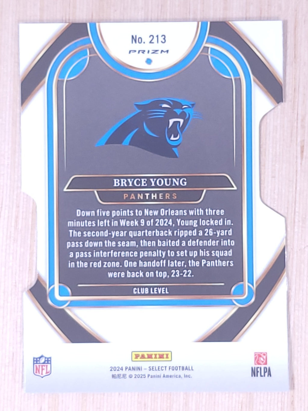 2024 Panini Select #213 Bryce Young Club Level Die-Cut Prizm