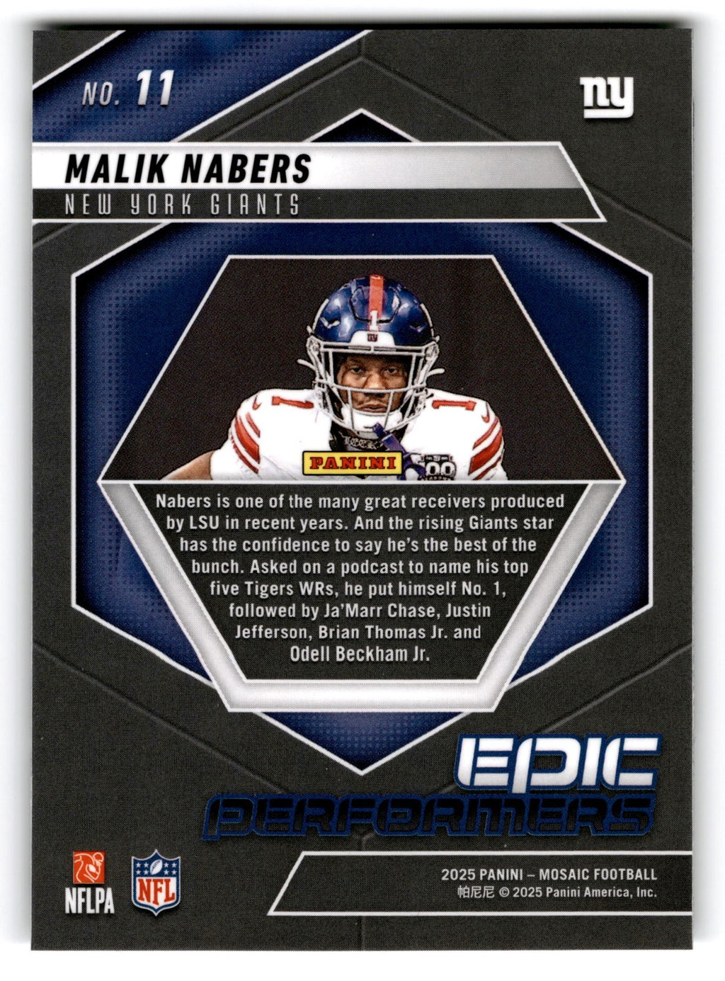 2025 Panini Mosaic - Elevate Malik Nabers #11