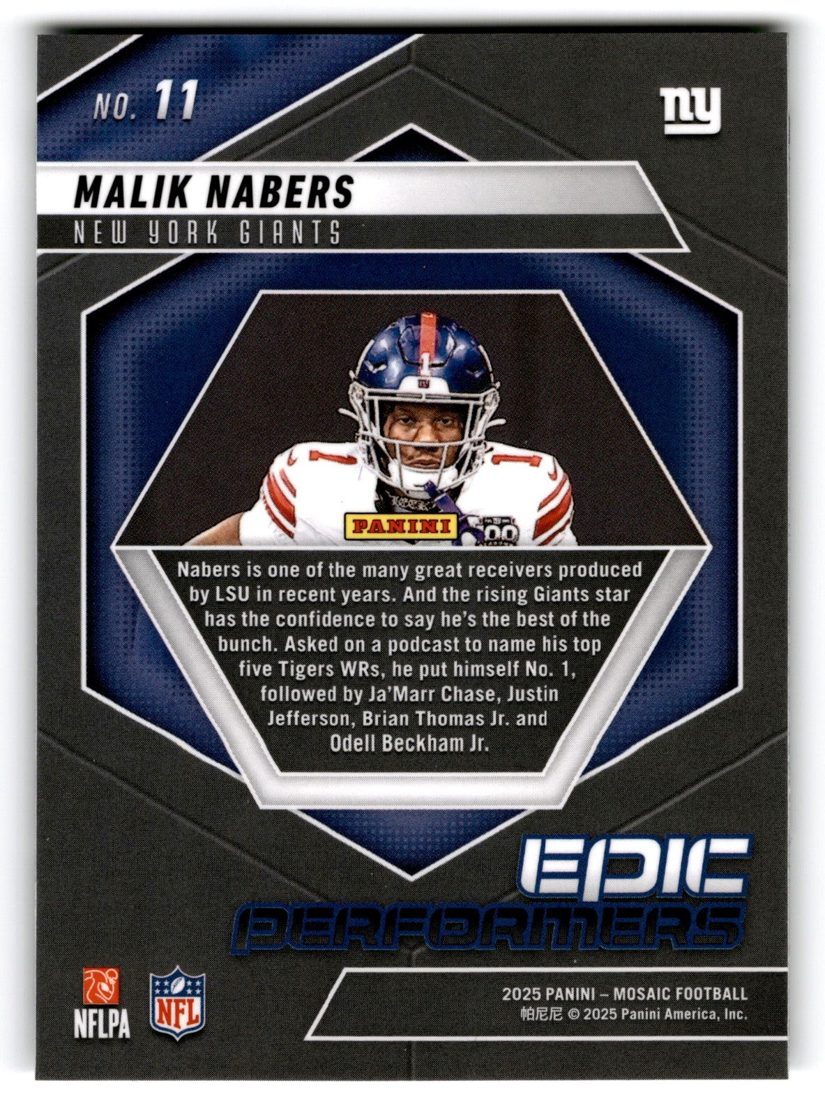 2025 Panini Mosaic - Elevate Malik Nabers #11
