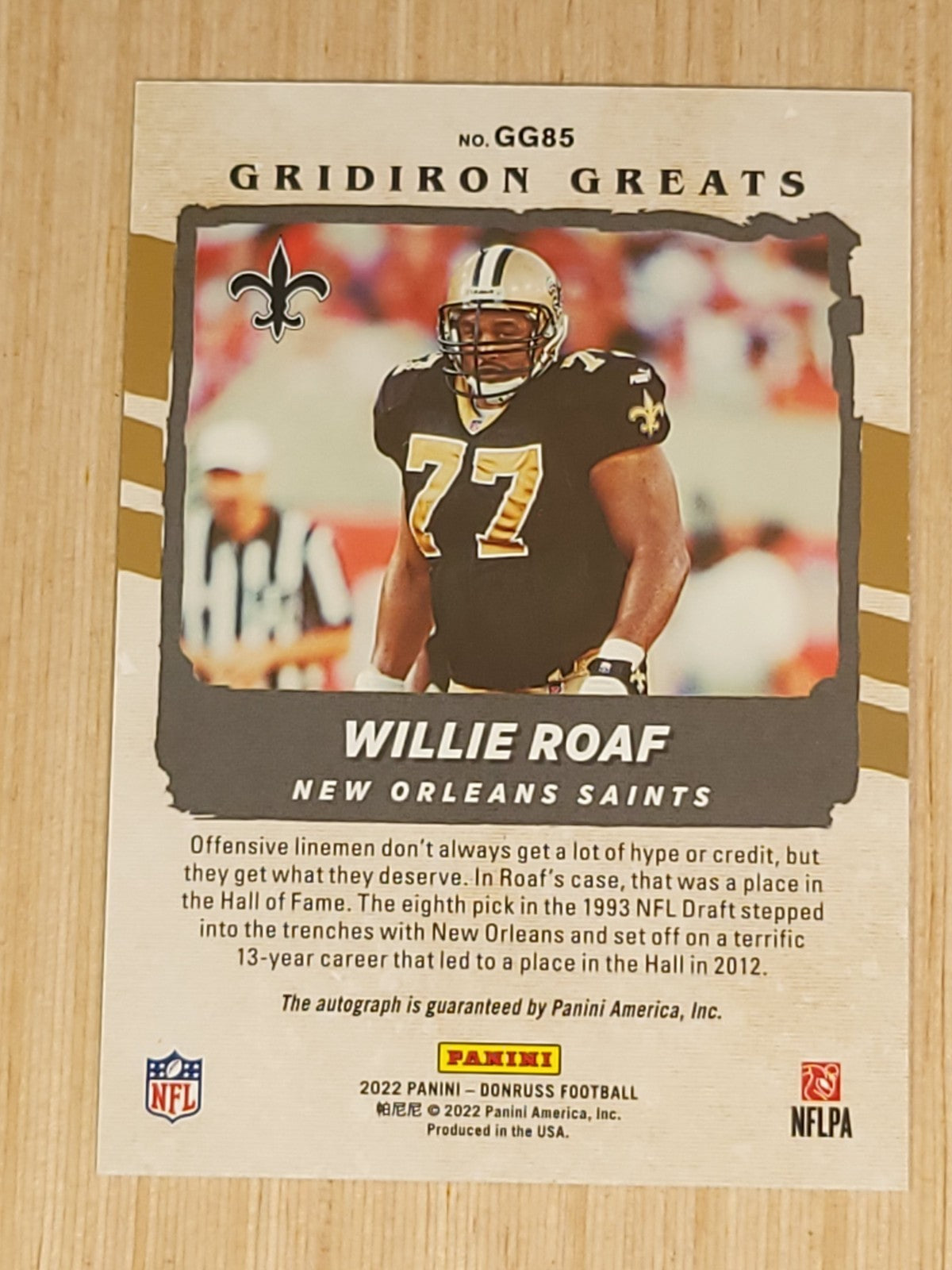 2023 Panini Luminance Gridiron Greats Auto Willie Roaf #GG85