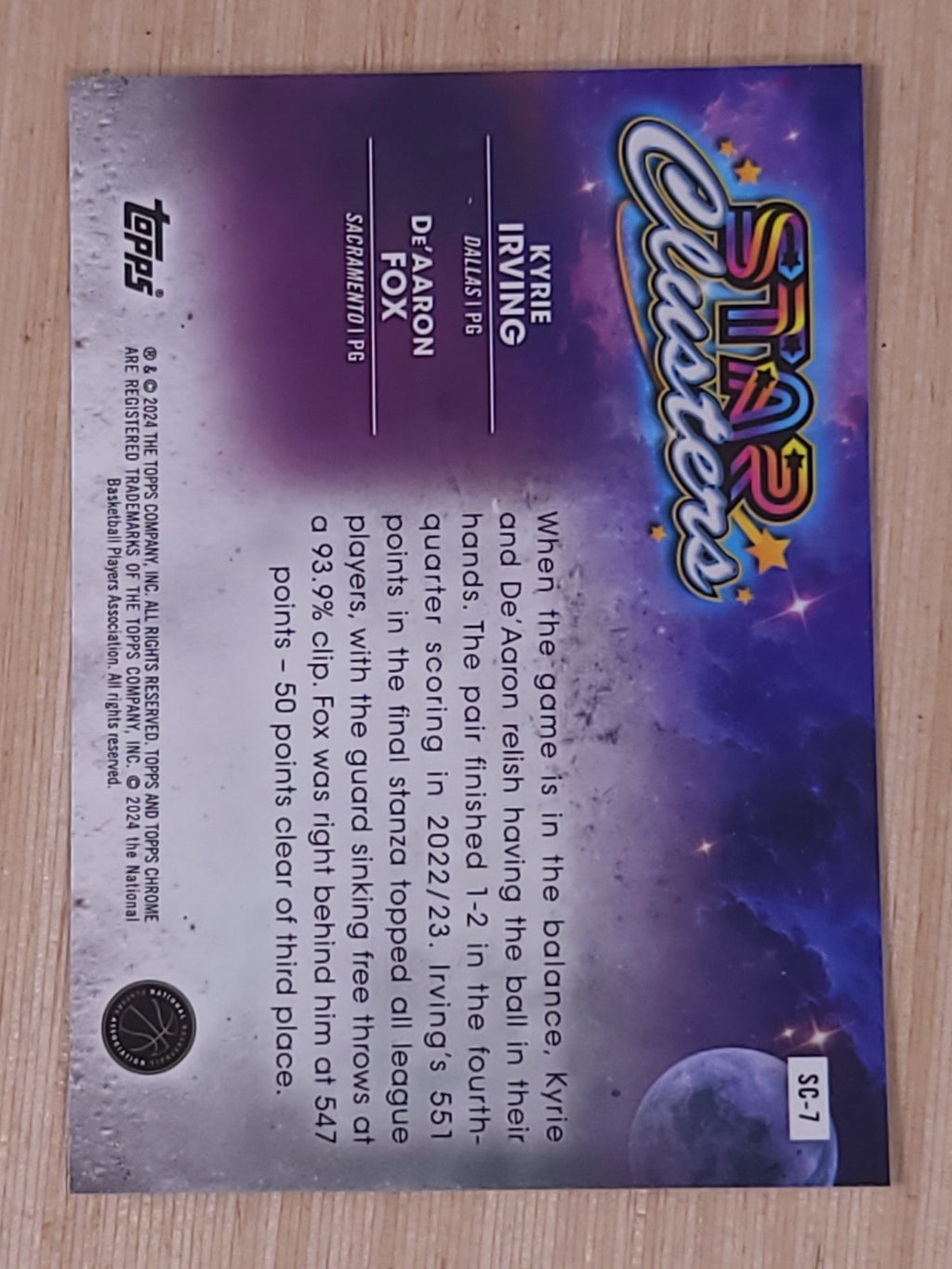 2023-24 Topps Cosmic Chrome - Star Clusters Kyrie Irving, De'Aaron Fox #SC-7