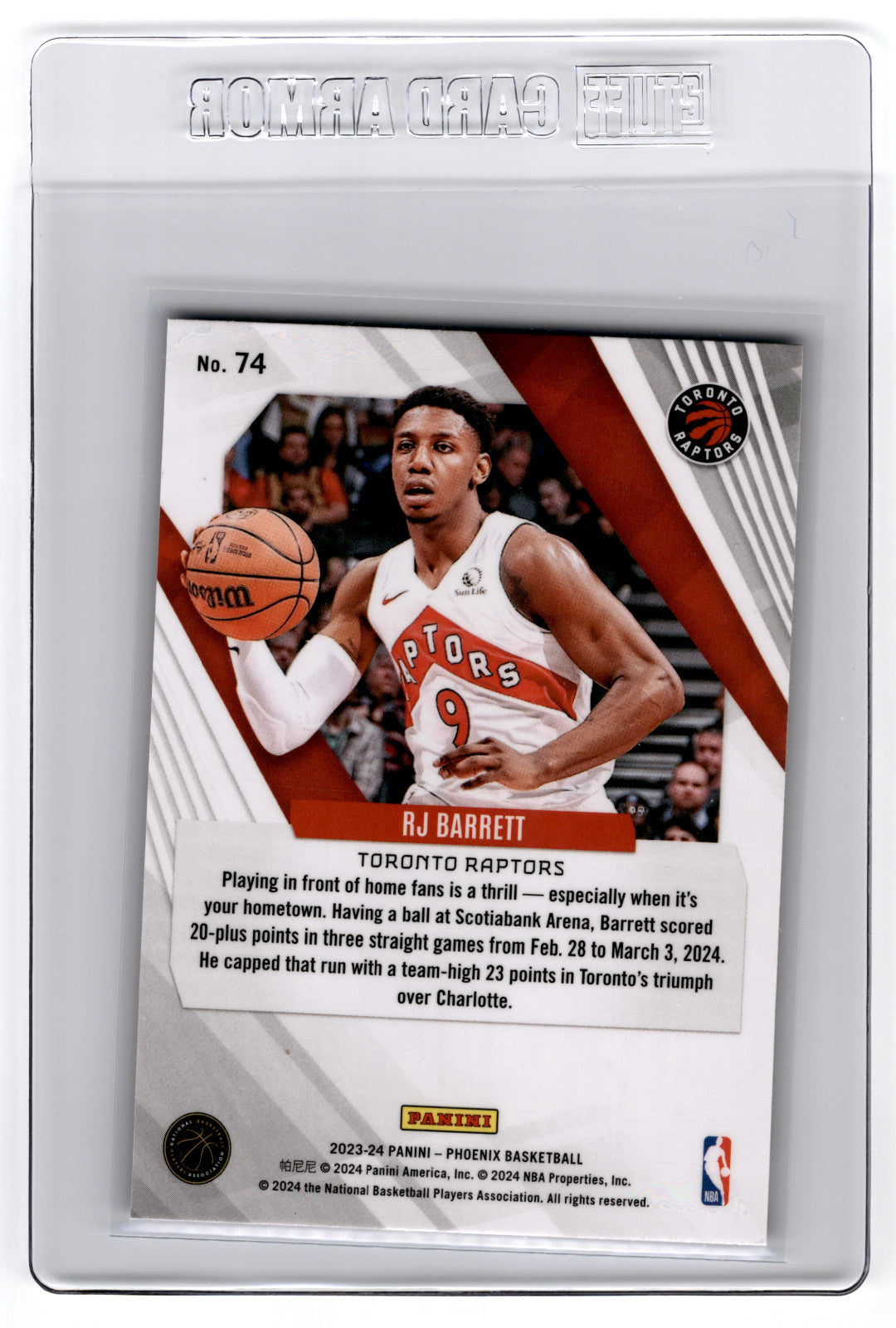 2023 Panini Phoenix RJ Barrett Red Ice #74  **Free Shipping @ $10+**