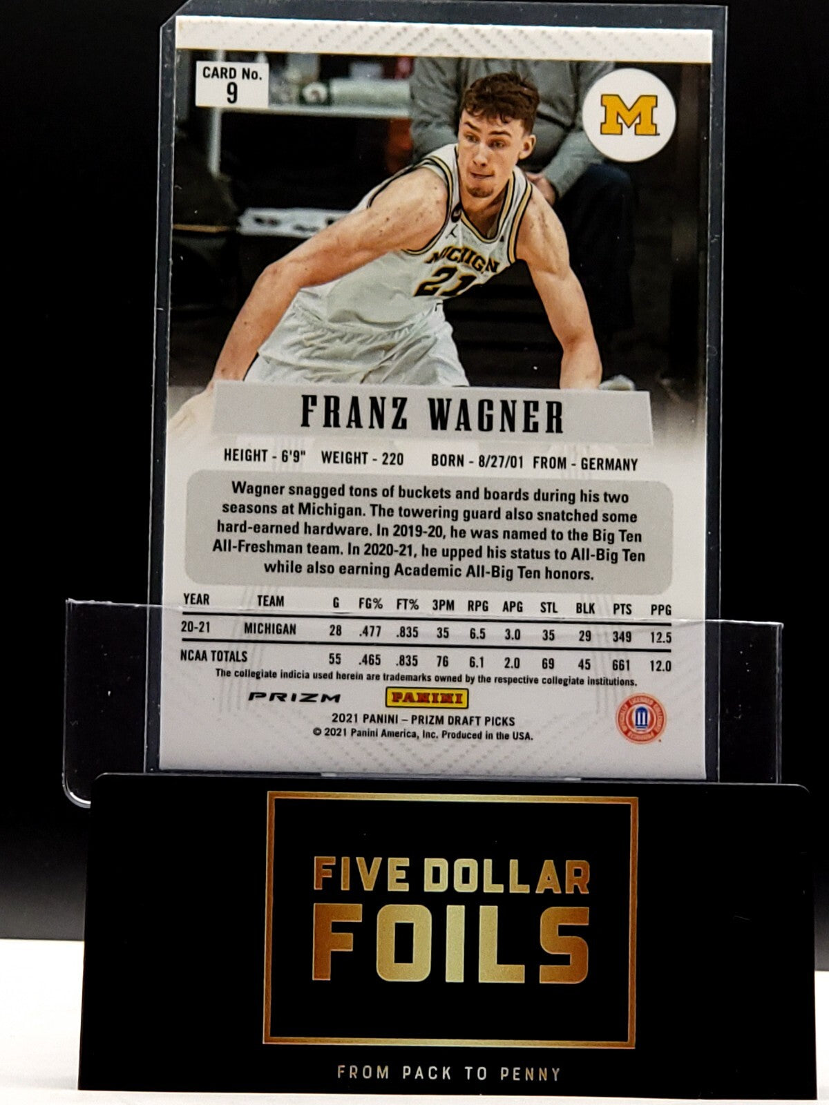 2021 Panini Prizm Draft Picks Franz Wagner #9 Hyper