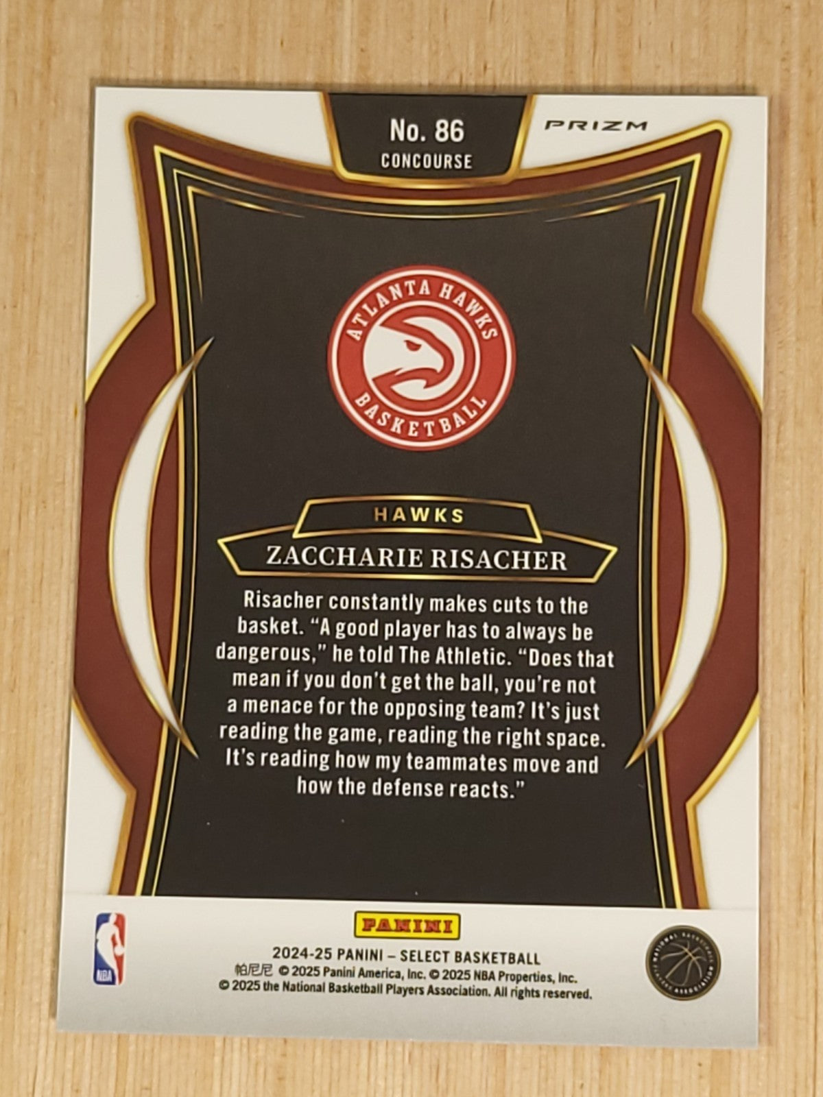 2024-25 Panini Select - Concourse Zaccharie Risacher #86 Orange Flash Prizm (RC)