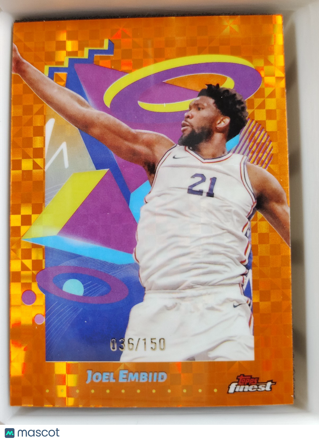 2024-25 Topps Finest Joel Embiid #274 Orange Checkerboard Refractor 036/150