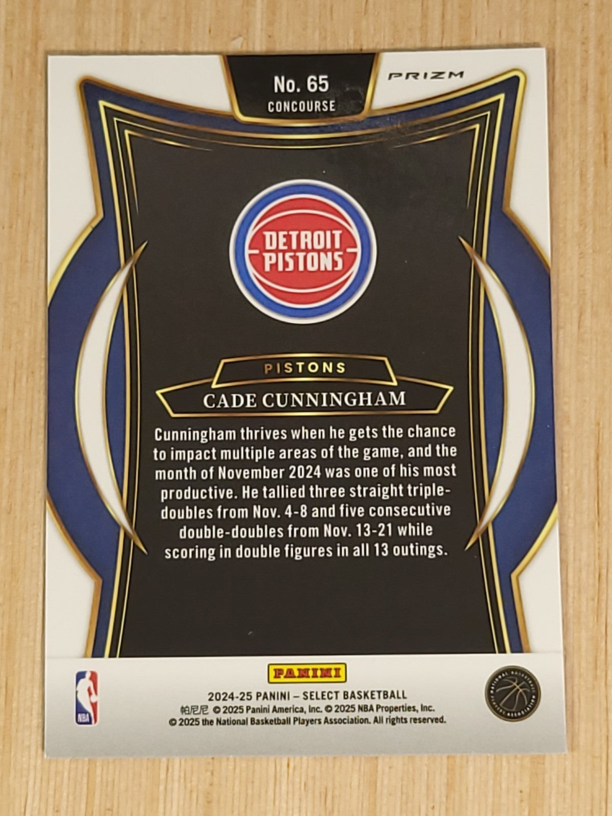 2024-25 Panini Select - Concourse Cade Cunningham #65 Silver Prizm