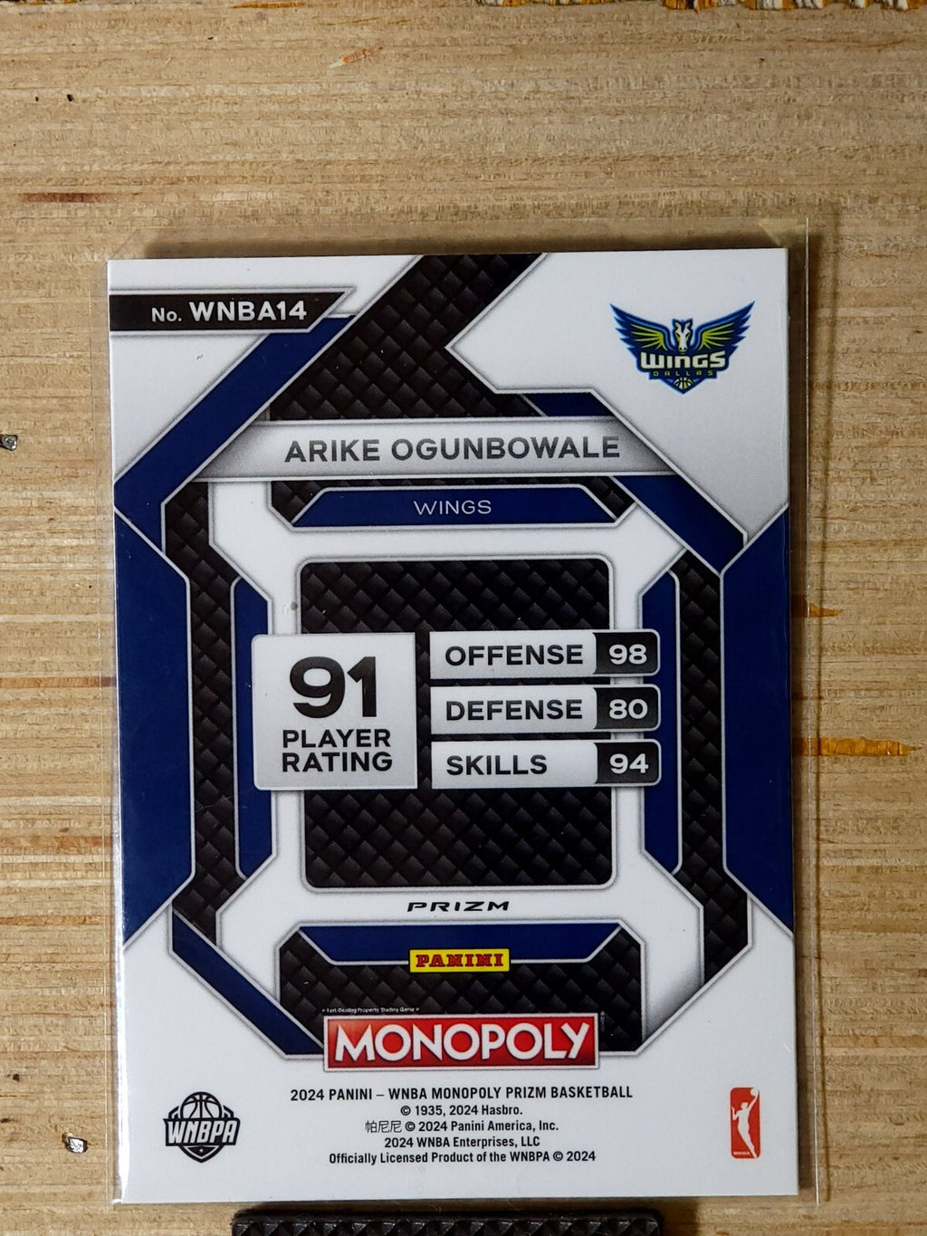 2024 Panini WNBA Prizm Monopoly #WNBA 14 Arike Ogunbowale GO SSP Card