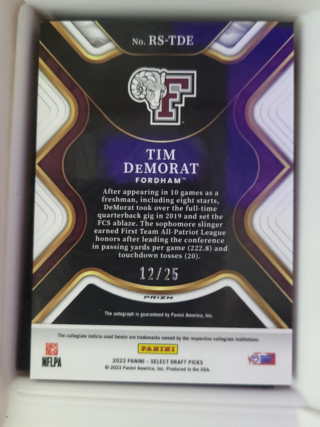 2023 Panini Select Draft Picks - Rookie Signatures Tim DeMorat #RS-TDE Tye-Dye