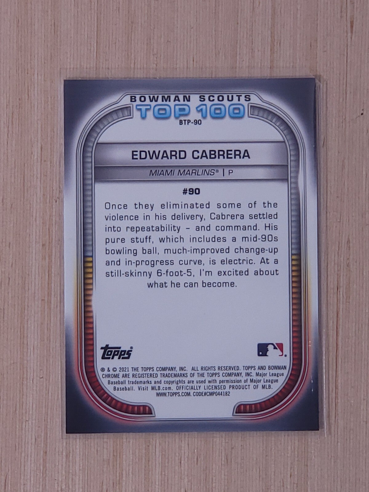 2021 Bowman - Bowman Scouts Top 100 Edward Cabrera #BTP-90 (RC)