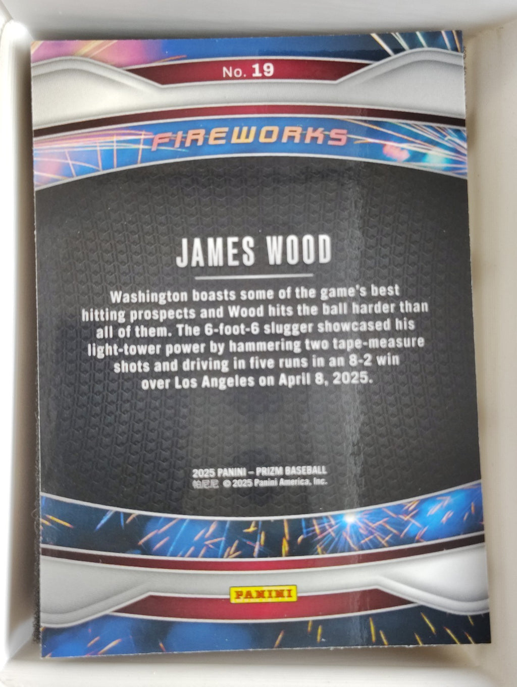 2025 Panini Prizm Fireworks #19 James Wood