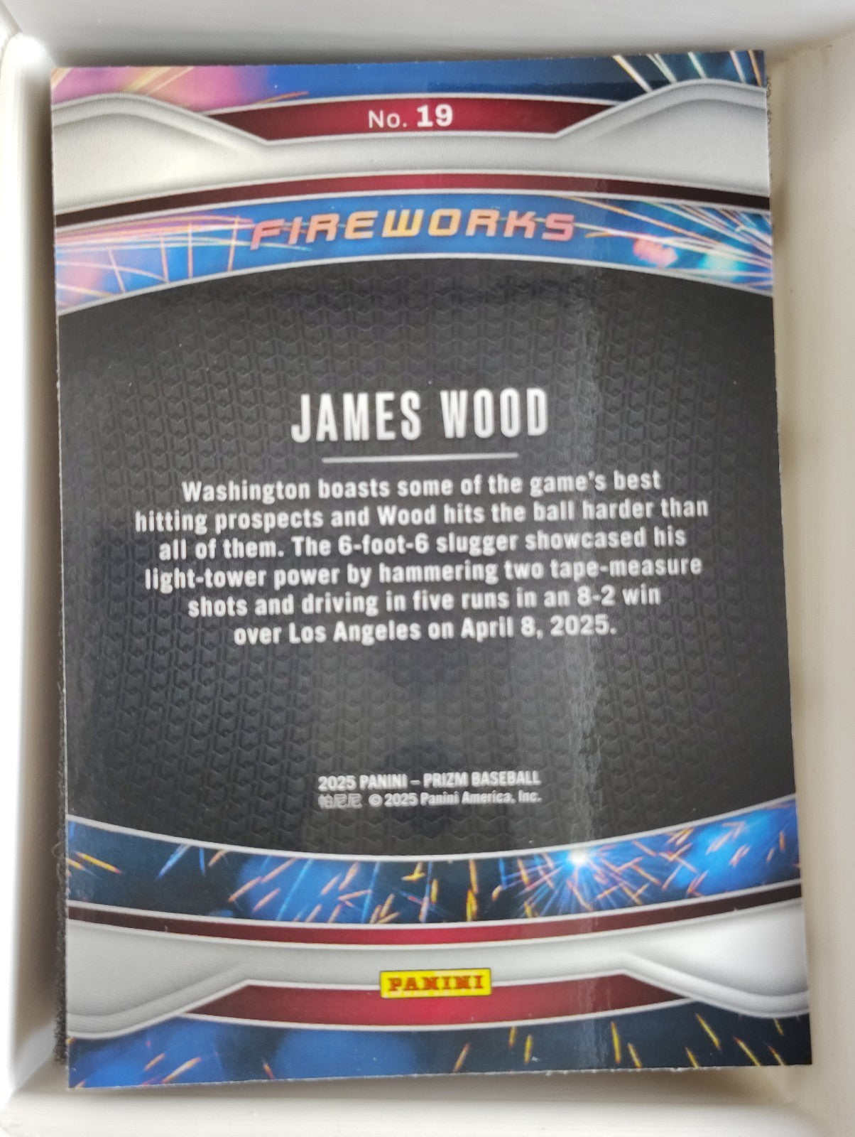 2025 Panini Prizm Fireworks #19 James Wood