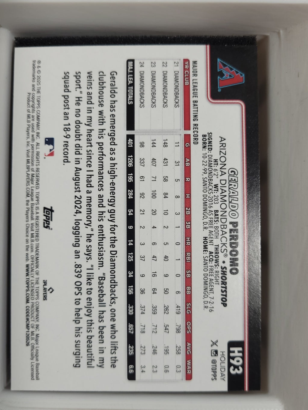 2025 Topps Holiday Geraldo Perdomo #H93 Grey  Glitter