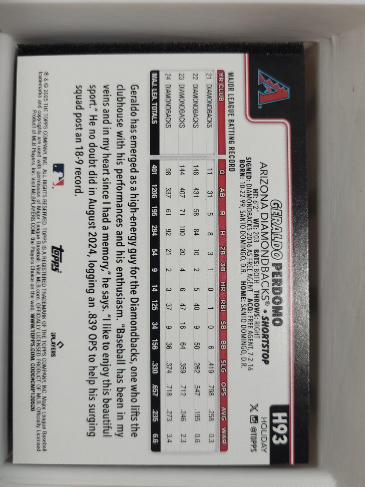 2025 Topps Holiday Geraldo Perdomo #H93 Grey  Glitter