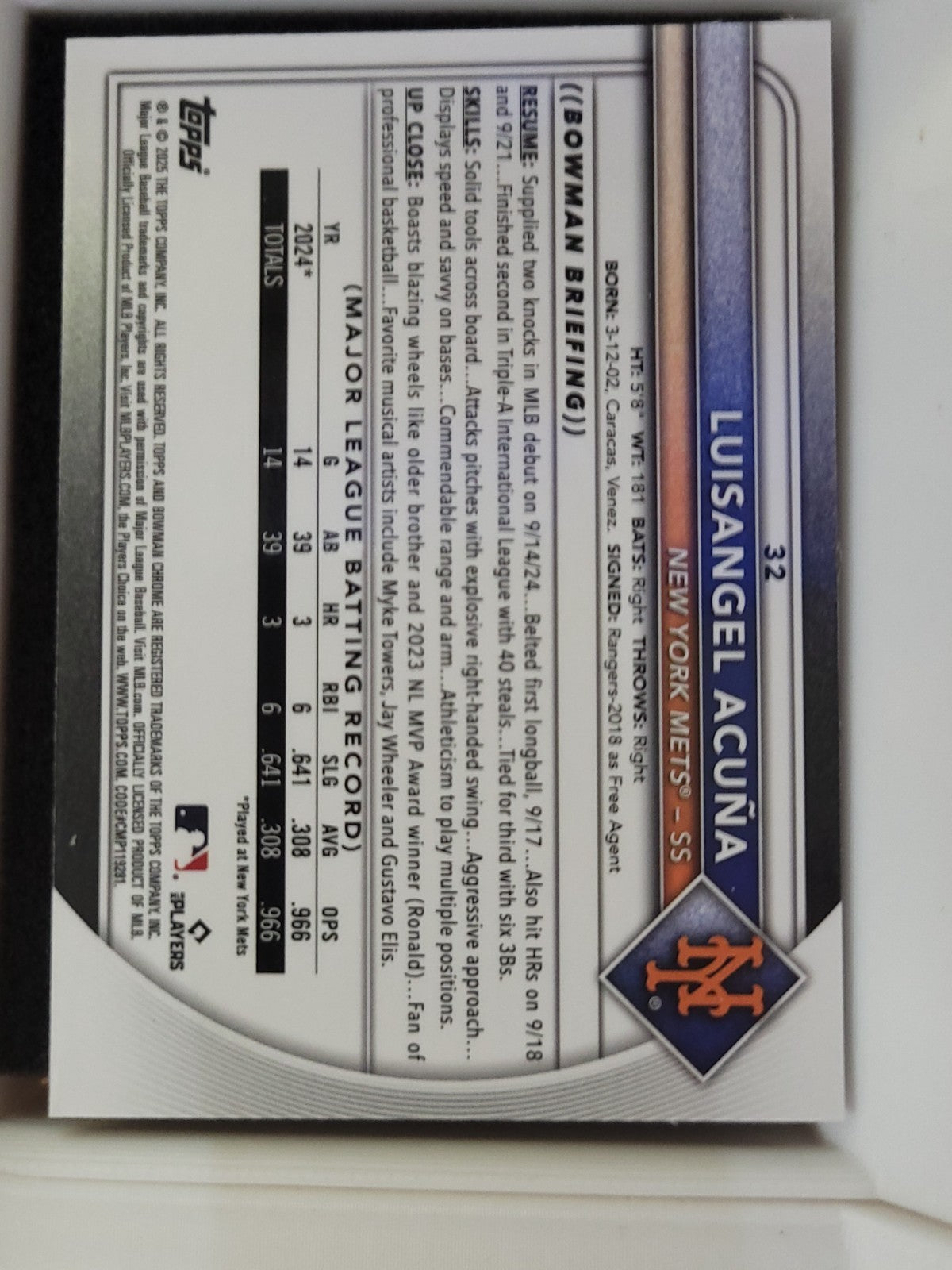 2025 Bowman Chrome Luisangel Acuna Red RC #32