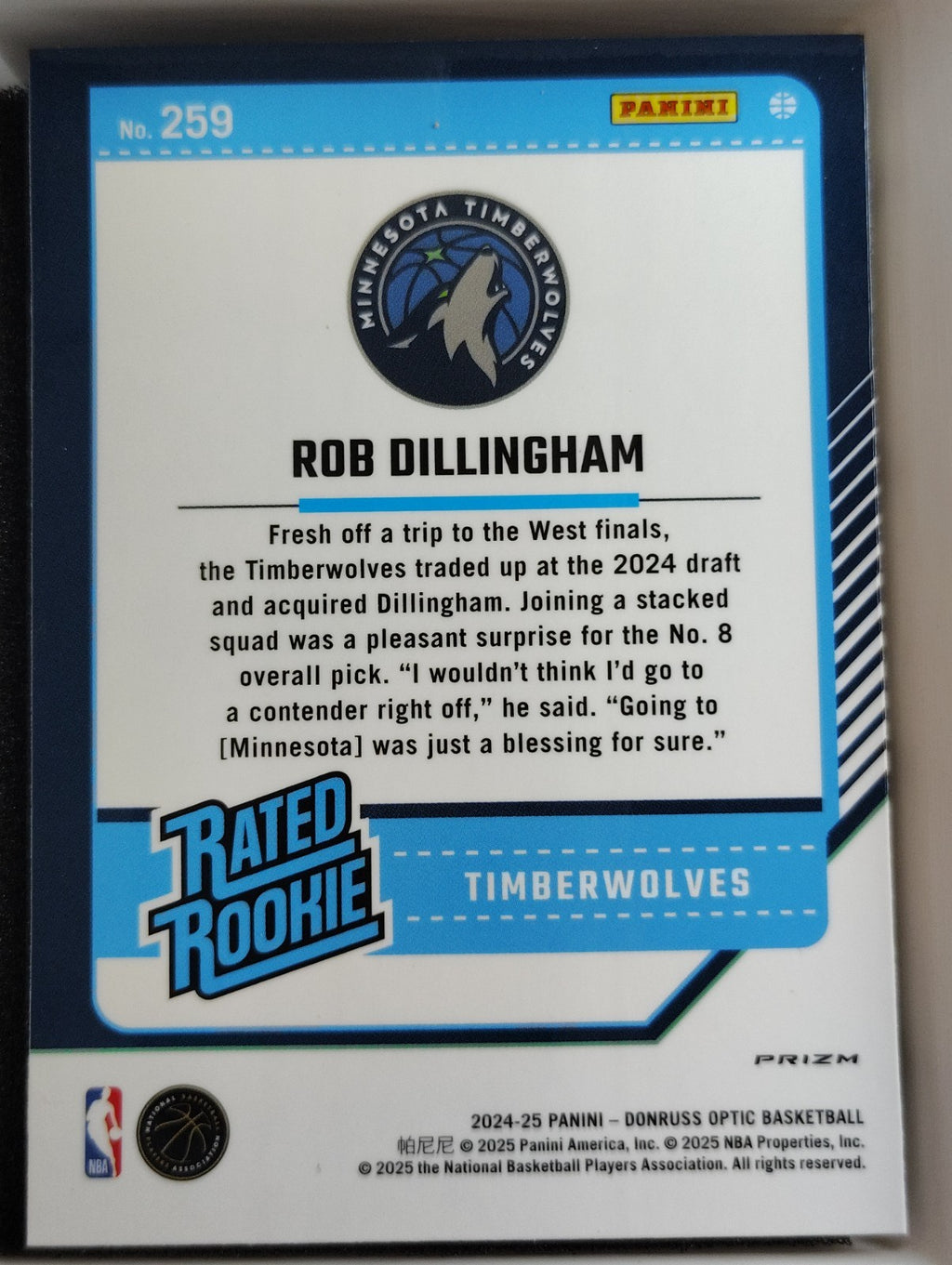 2024-25 Panini Donruss Optic #259 Rob Dillingham Purple Shock