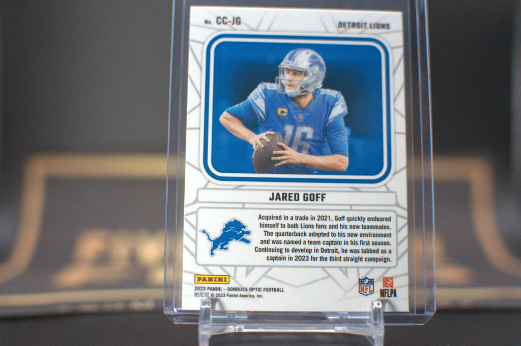 Jared Goff 2023 Panini Donruss Optic Captain in Charge #CC-JG Detroit Lions