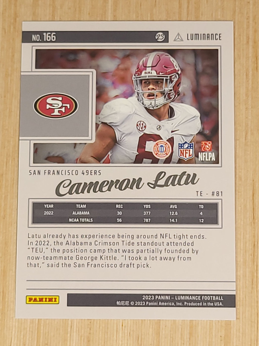 2023 Panini Luminance Cameron Latu #166 Blue