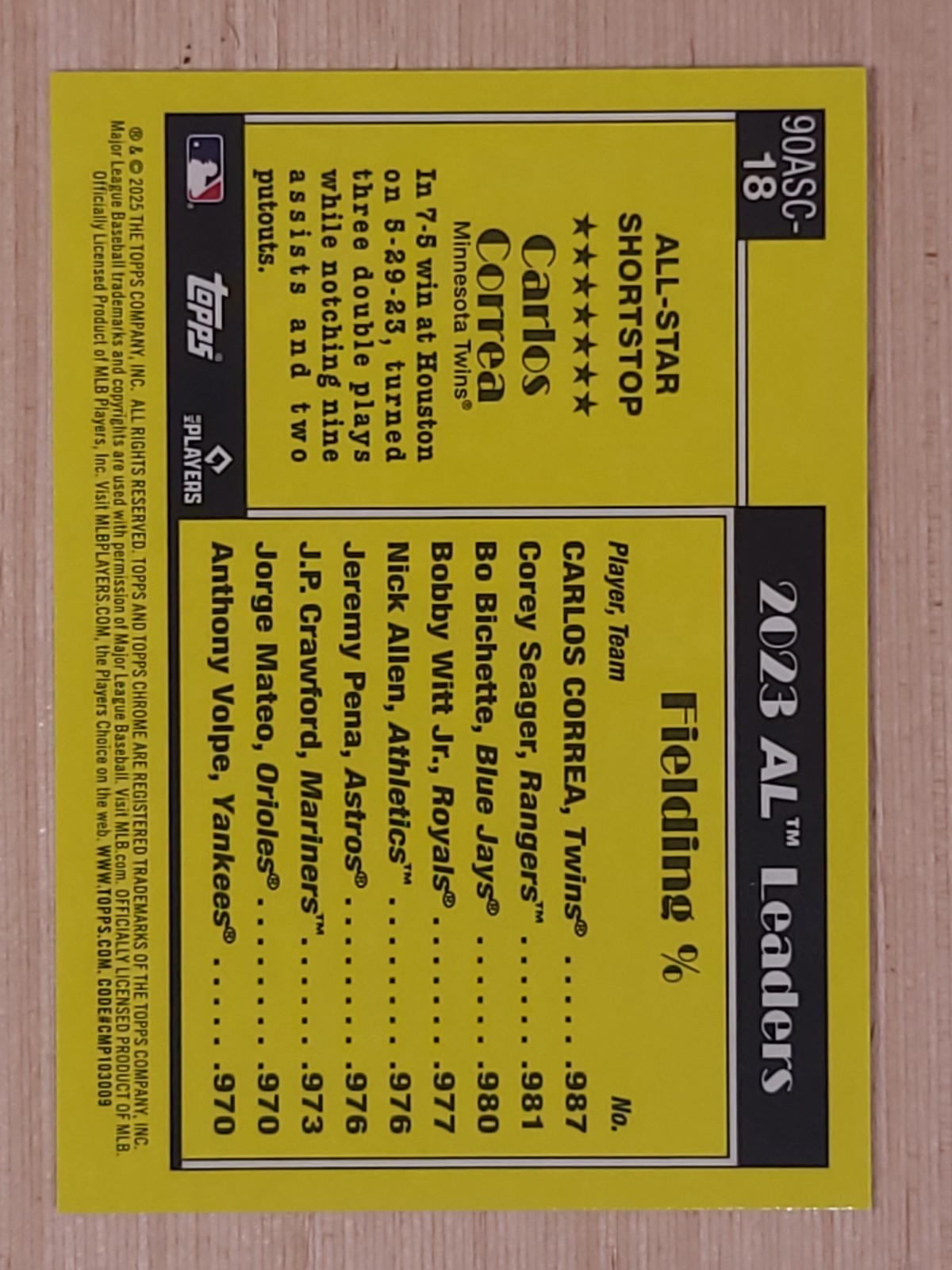 2025 Topps Series 2 Mojo All Star #90ASC-18 Carlos Correa