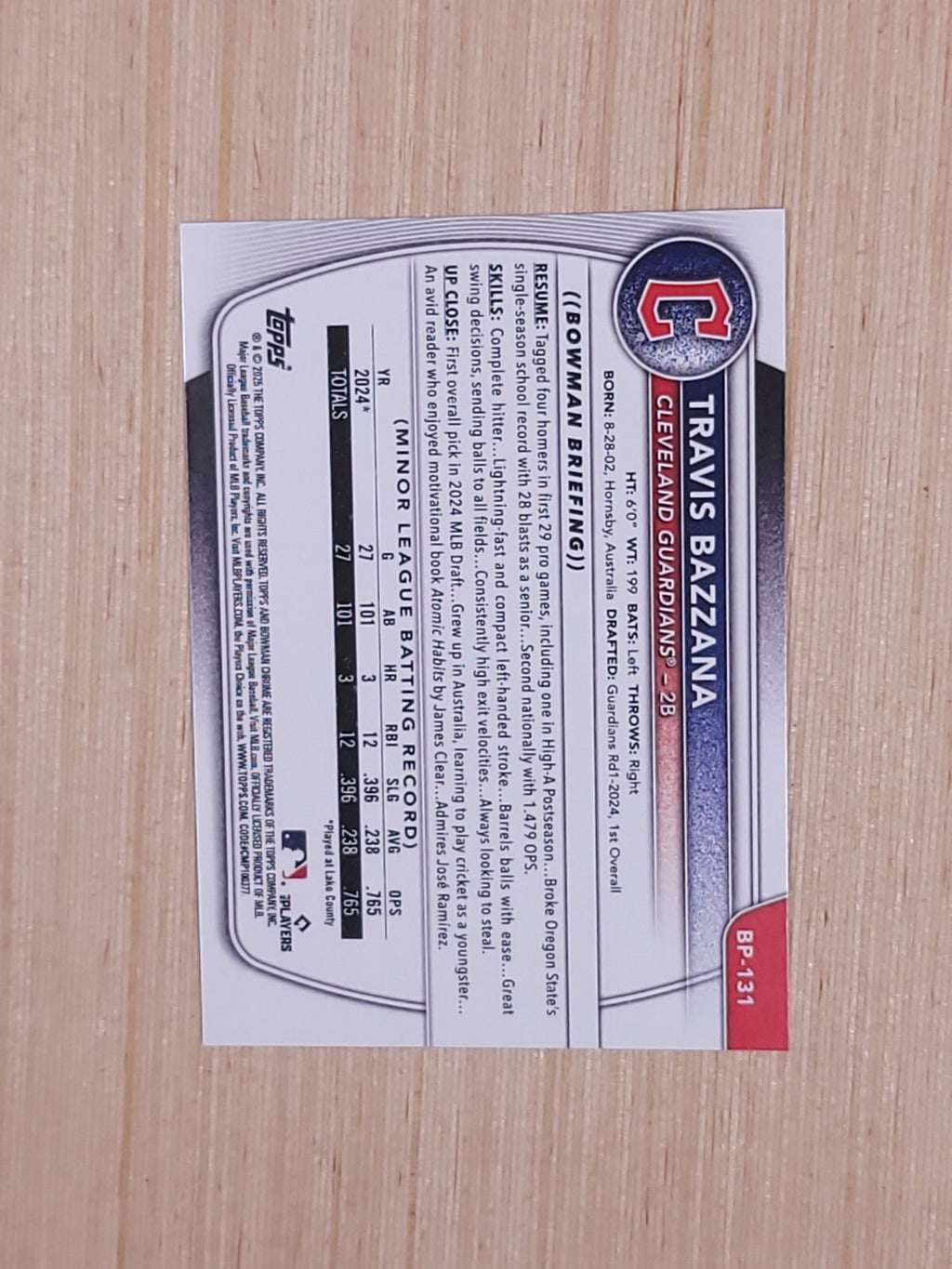 2025 Bowman - Prospects Travis Bazzana #BP-131
