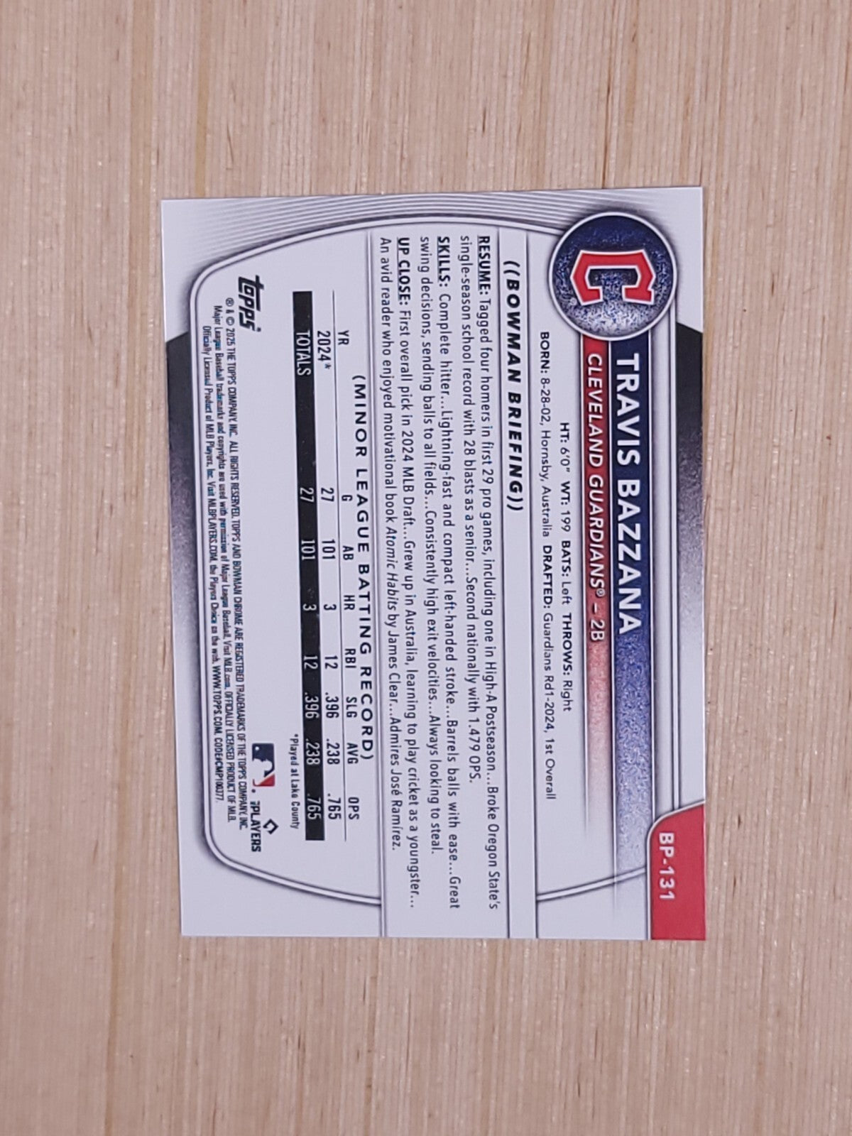 2025 Bowman - Prospects Travis Bazzana #BP-131
